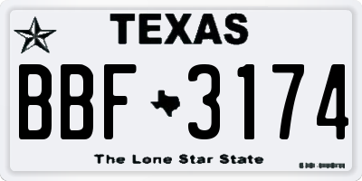 TX license plate BBF3174