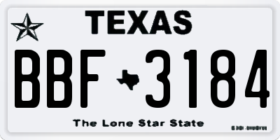 TX license plate BBF3184