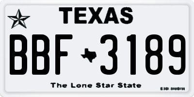 TX license plate BBF3189