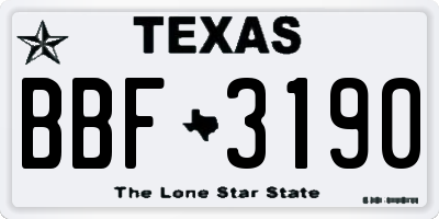 TX license plate BBF3190