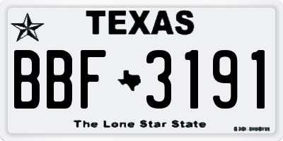 TX license plate BBF3191