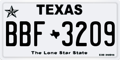 TX license plate BBF3209