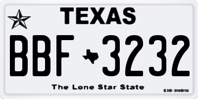 TX license plate BBF3232