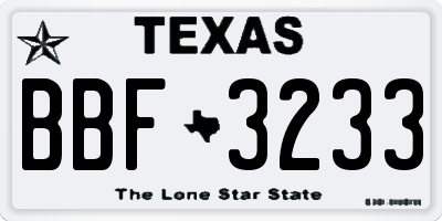 TX license plate BBF3233
