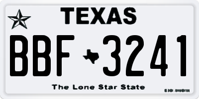 TX license plate BBF3241