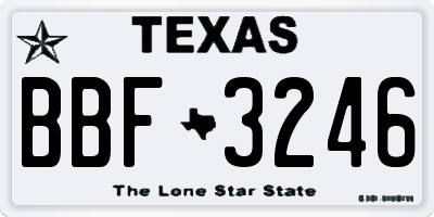 TX license plate BBF3246