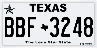 TX license plate BBF3248