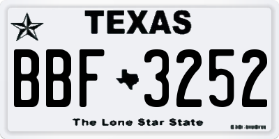 TX license plate BBF3252