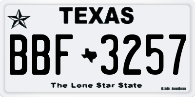 TX license plate BBF3257