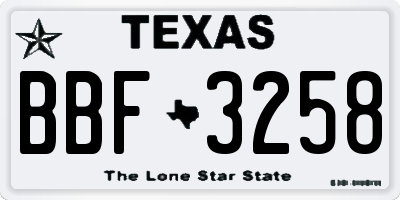 TX license plate BBF3258