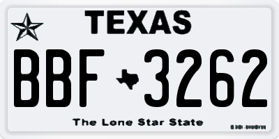 TX license plate BBF3262