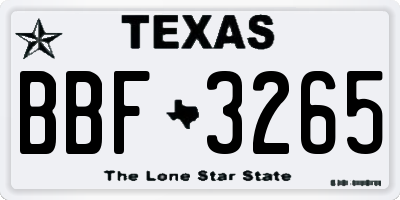TX license plate BBF3265