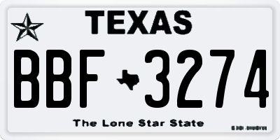 TX license plate BBF3274