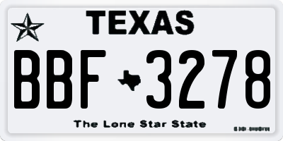 TX license plate BBF3278