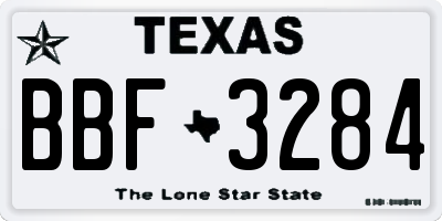 TX license plate BBF3284