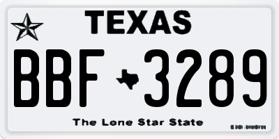 TX license plate BBF3289