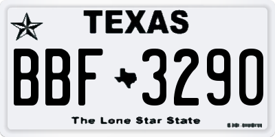 TX license plate BBF3290