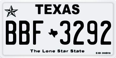 TX license plate BBF3292
