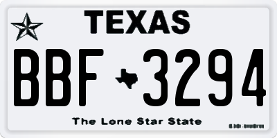 TX license plate BBF3294