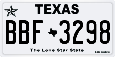 TX license plate BBF3298