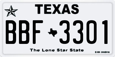 TX license plate BBF3301