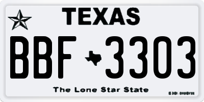 TX license plate BBF3303