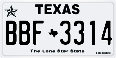 TX license plate BBF3314