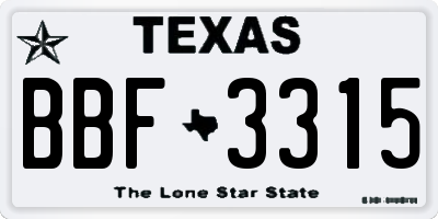 TX license plate BBF3315