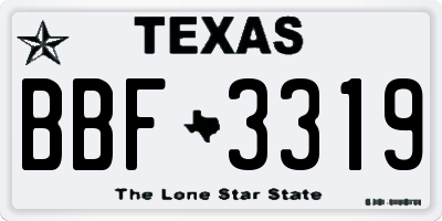 TX license plate BBF3319