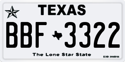 TX license plate BBF3322