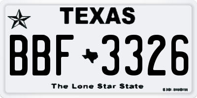 TX license plate BBF3326