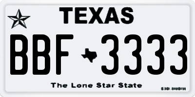 TX license plate BBF3333