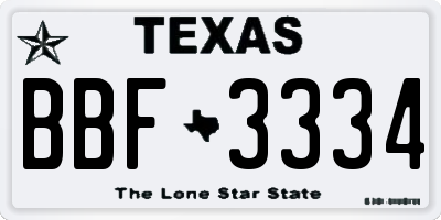 TX license plate BBF3334