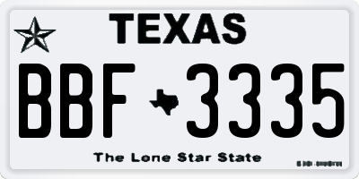 TX license plate BBF3335