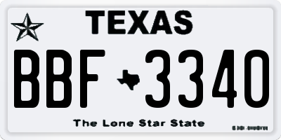 TX license plate BBF3340
