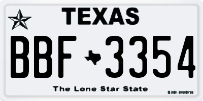 TX license plate BBF3354