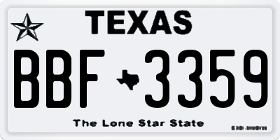 TX license plate BBF3359