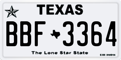 TX license plate BBF3364