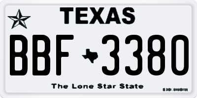 TX license plate BBF3380