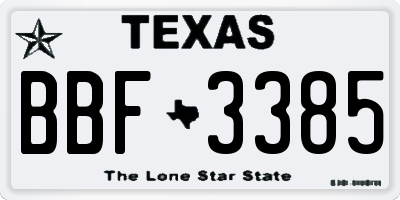 TX license plate BBF3385