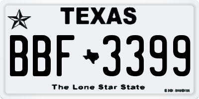 TX license plate BBF3399