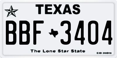 TX license plate BBF3404