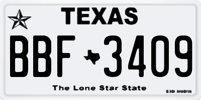 TX license plate BBF3409