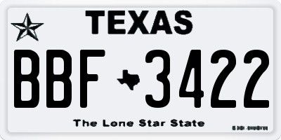 TX license plate BBF3422