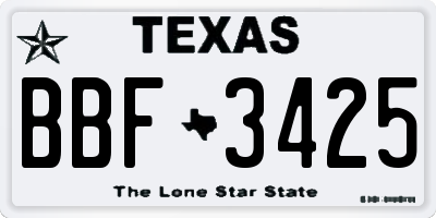 TX license plate BBF3425