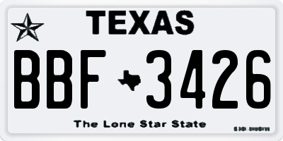 TX license plate BBF3426