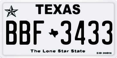 TX license plate BBF3433