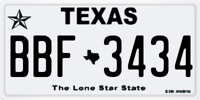 TX license plate BBF3434