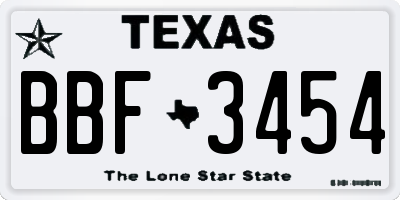 TX license plate BBF3454