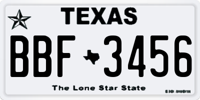 TX license plate BBF3456